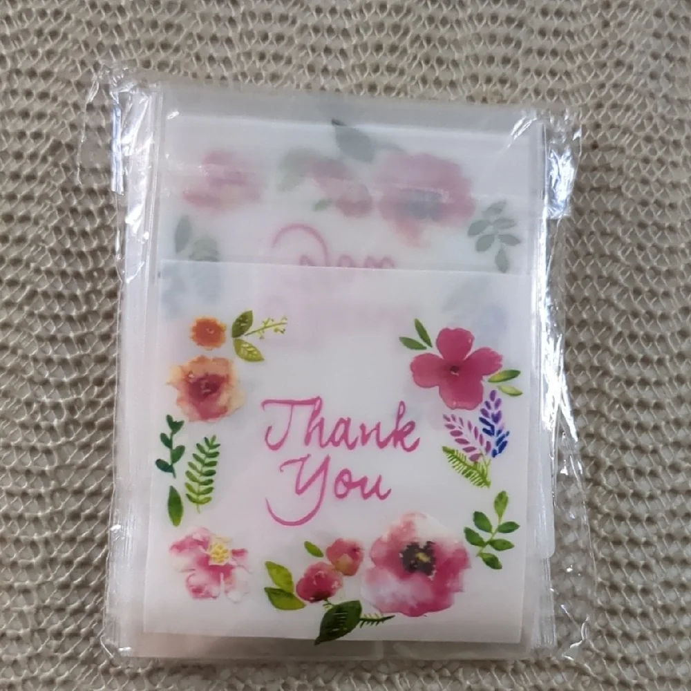 100 Count Floral Thank You Bags Resealable new